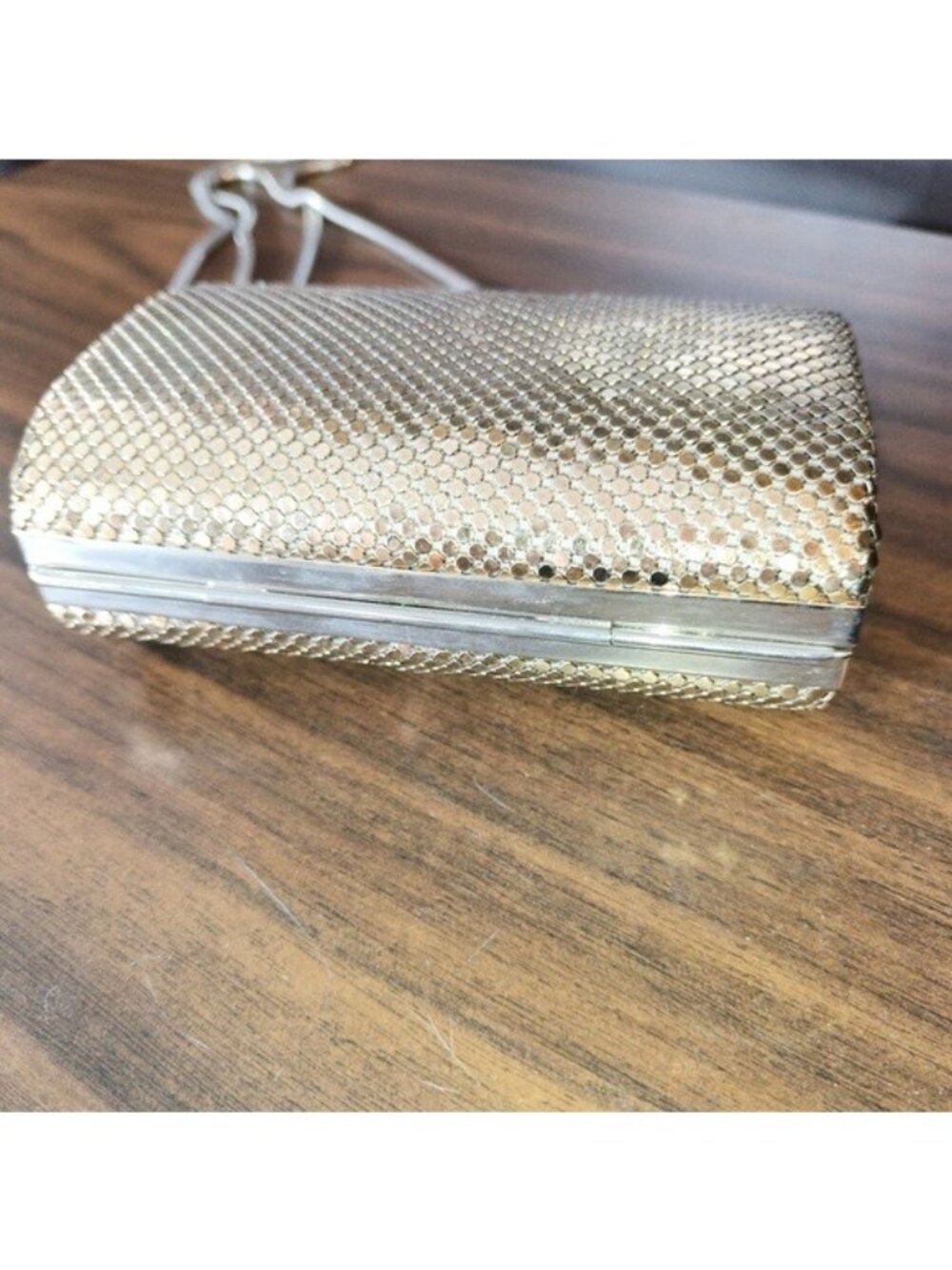 Vintage La Regale Chain Mail Metal Mesh Evening Crossbody Bag Clutch Gold/Silver - Picture 6 of 8